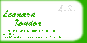 leonard kondor business card